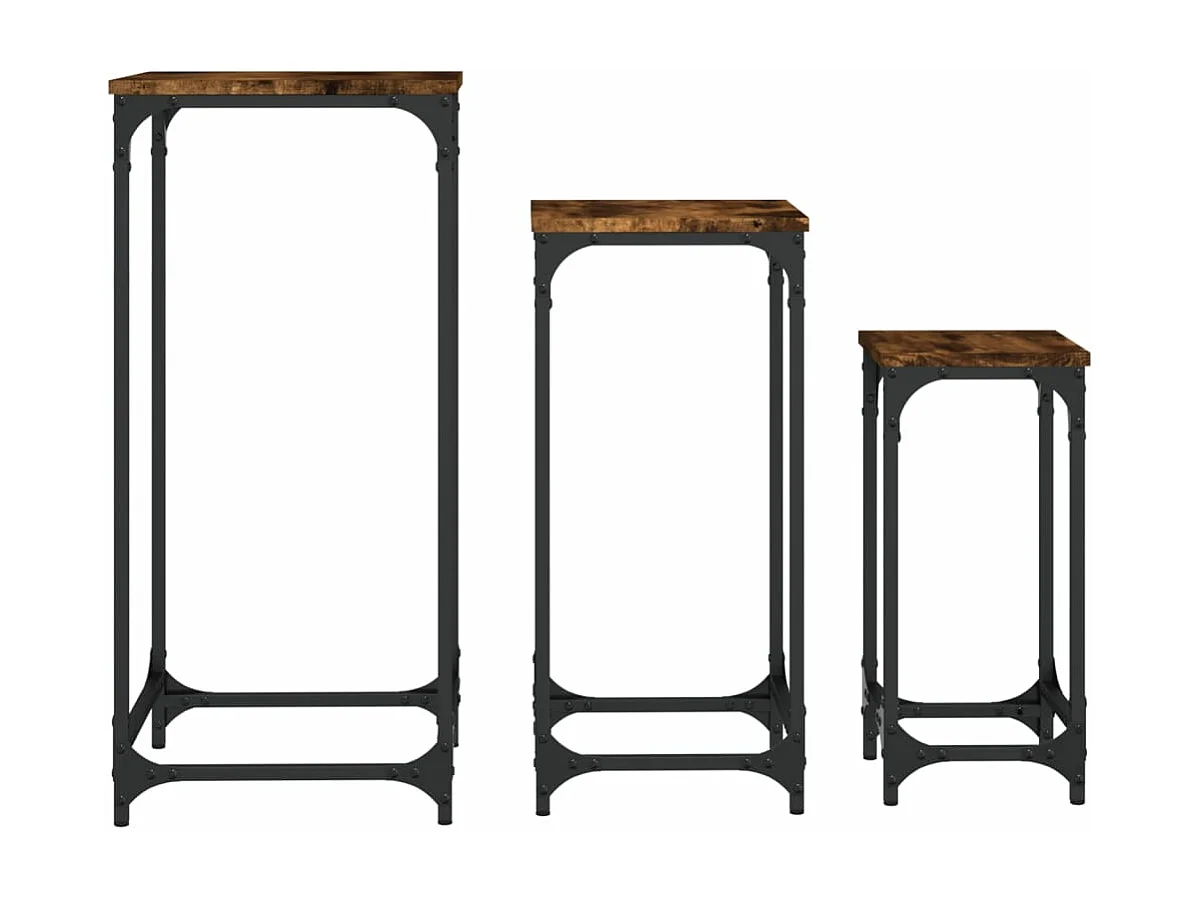 Tables d’appoint gigognes 3 pcs chêne fumé bois d'ingénierie
