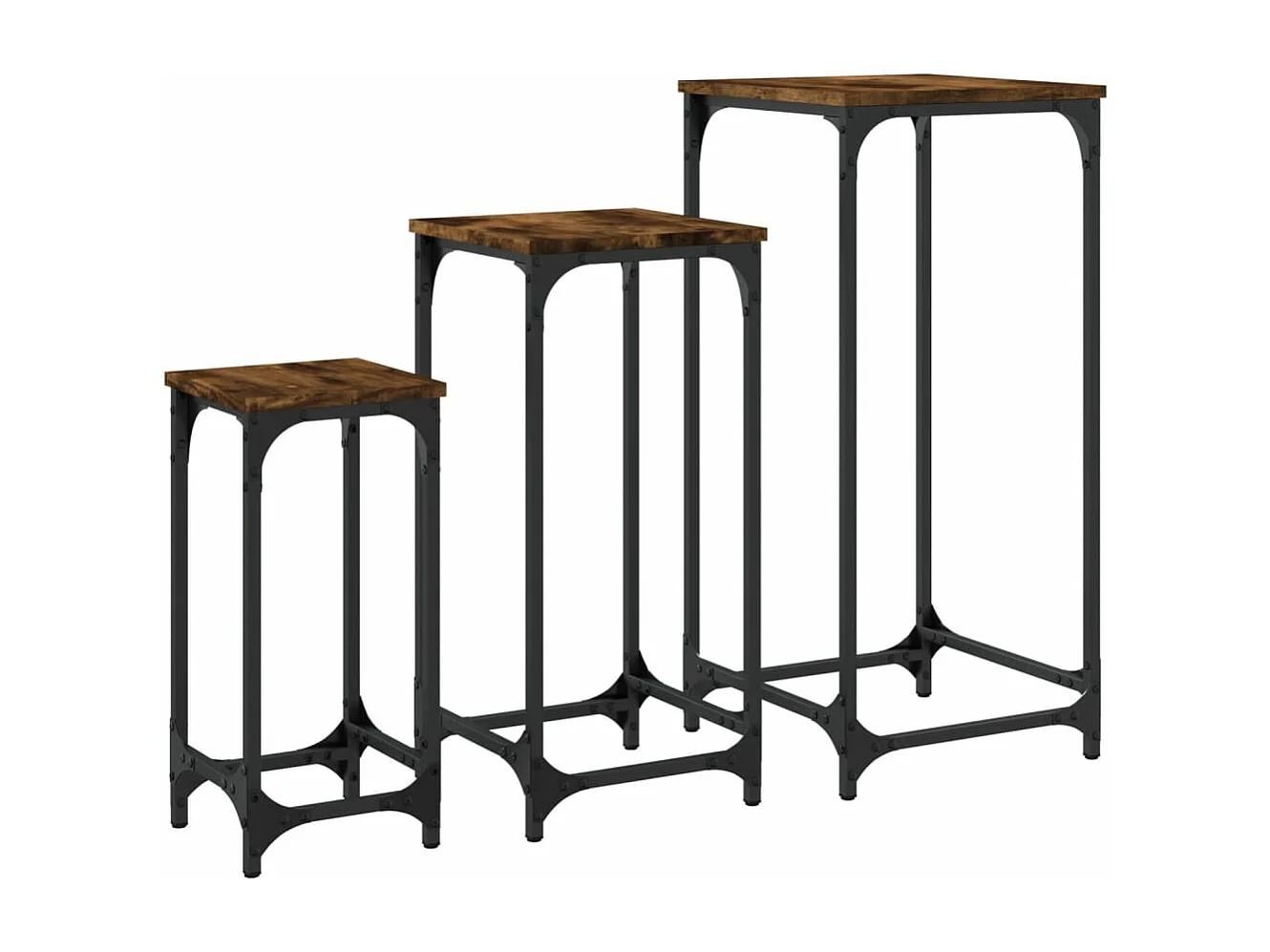 Tables d’appoint gigognes 3 pcs chêne fumé bois d'ingénierie