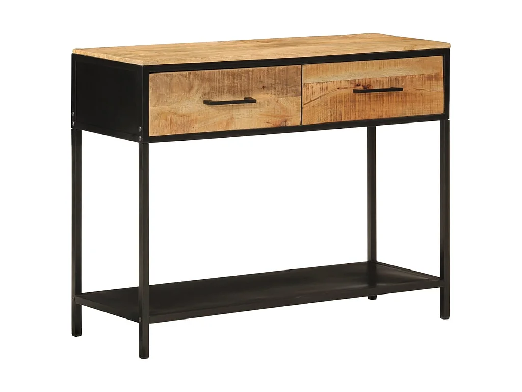 Wandtafel 100x35x76 cm massief mangohout en ijzer