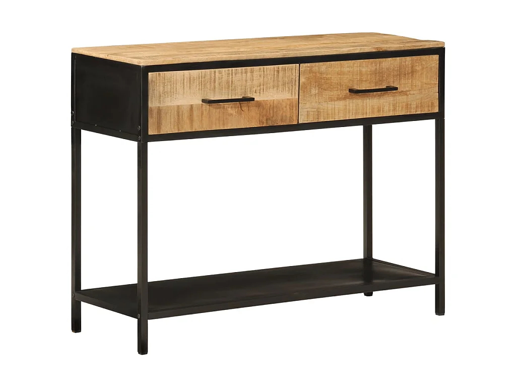 Wandtafel 100x35x76 cm massief mangohout en ijzer