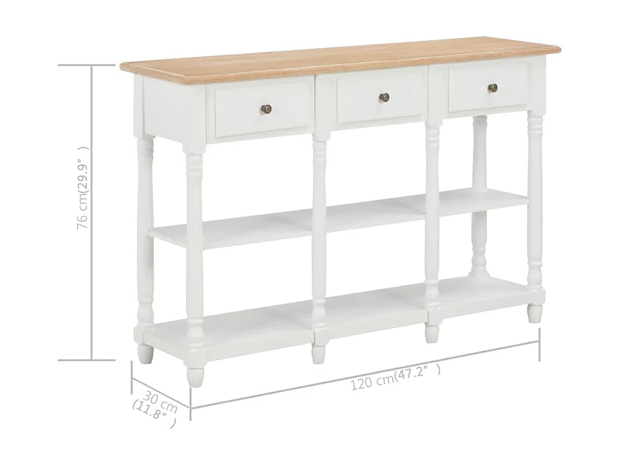 Table console Blanc 120x30x76 cm MDF