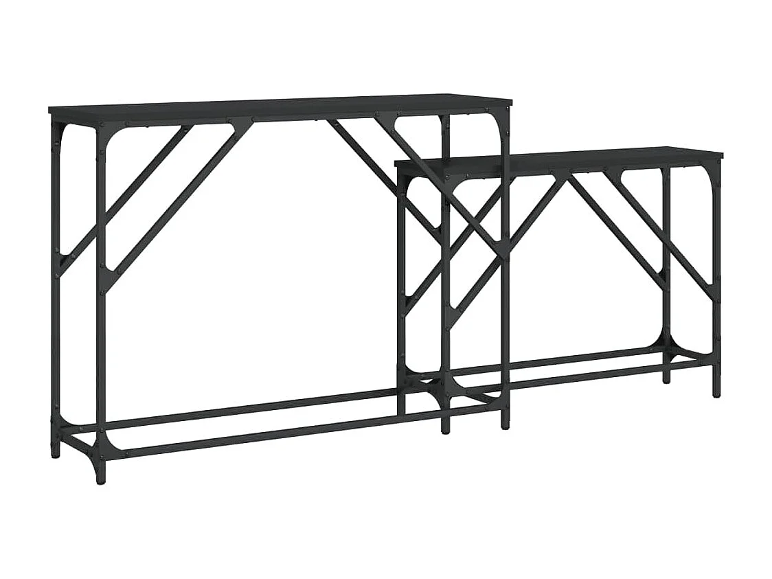 Mesas consolas apilables 2 unidades madera de ingeniería negro