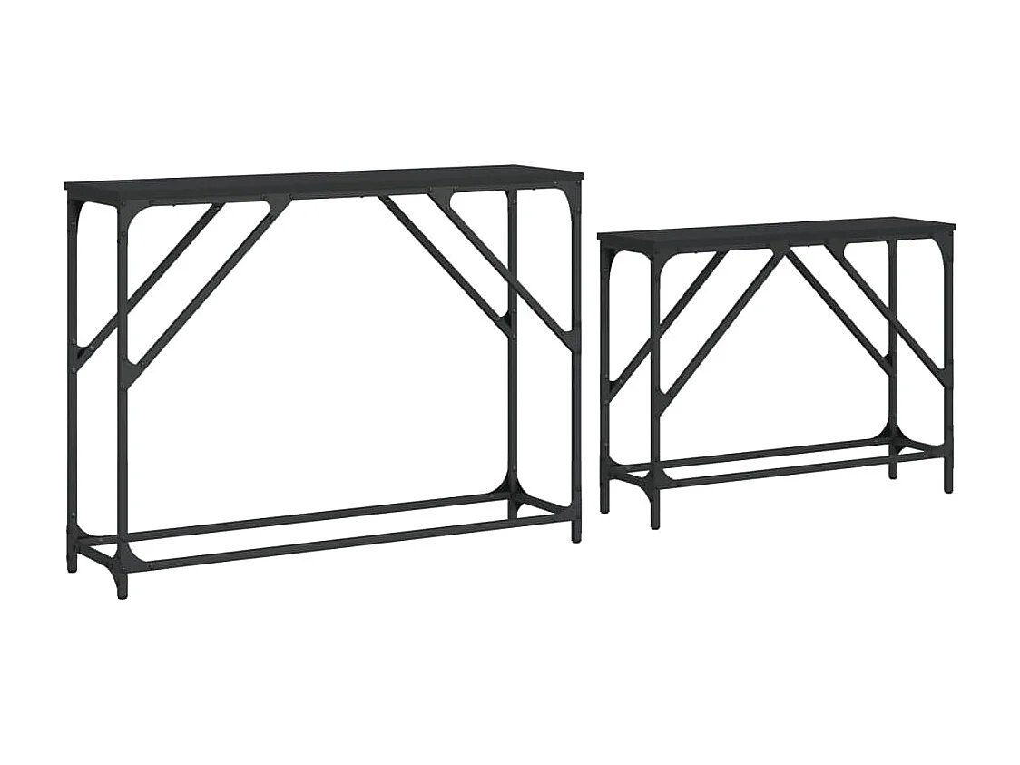 Mesas consolas apilables 2 unidades madera de ingeniería negro