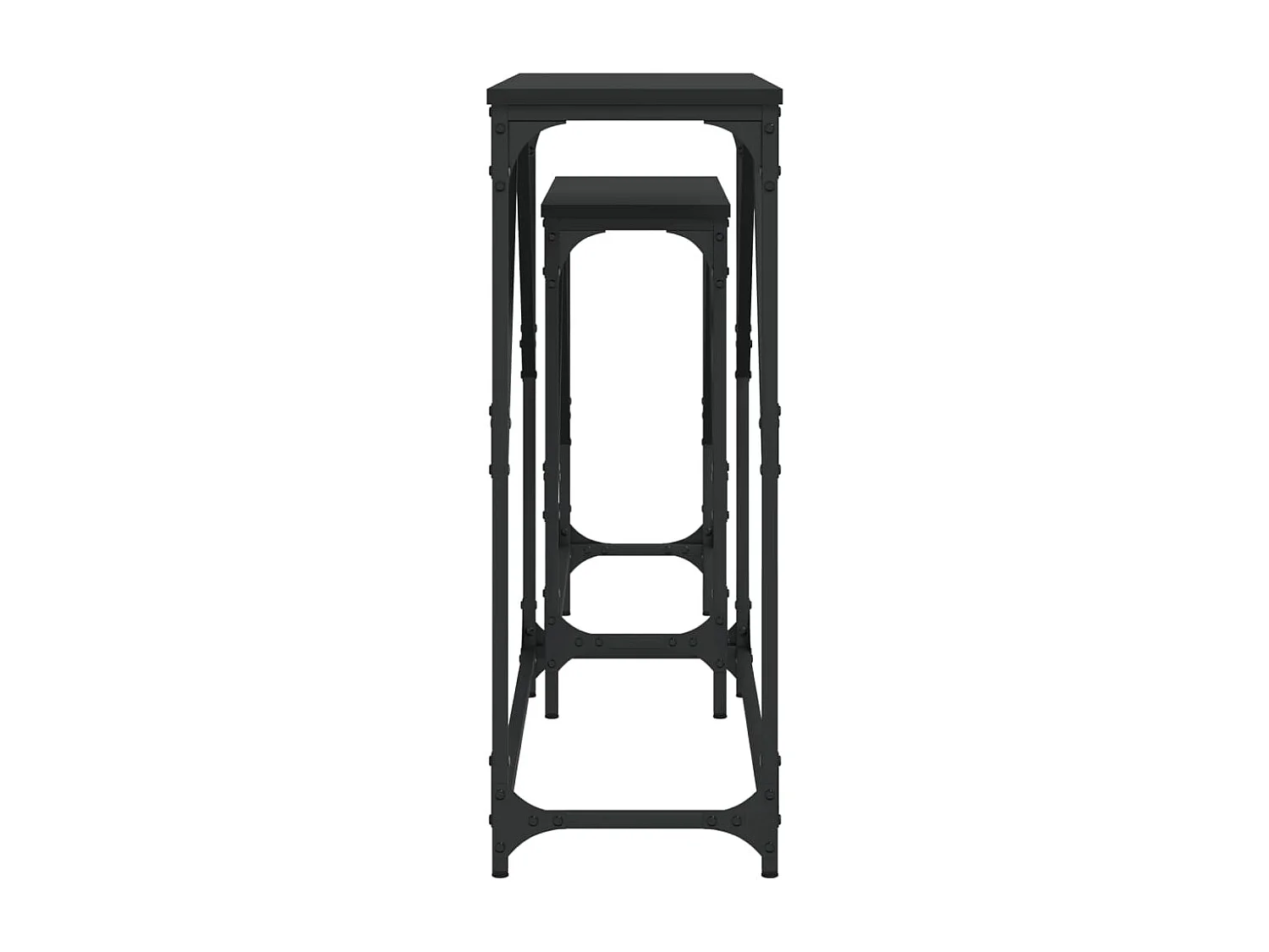 Mesas consolas apilables 2 unidades madera de ingeniería negro