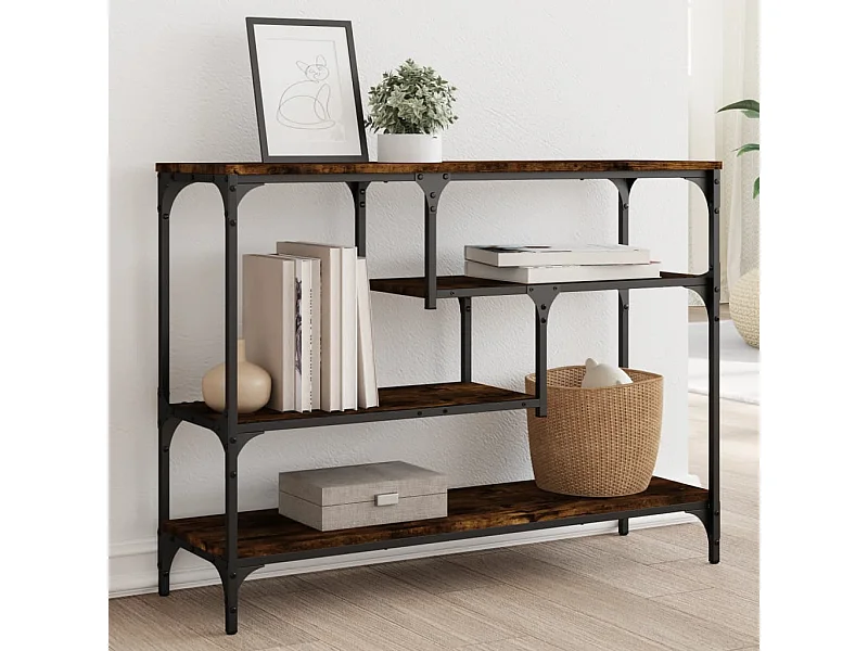 Mesa consola madera de ingeniería roble ahumado 100x30x75 cm