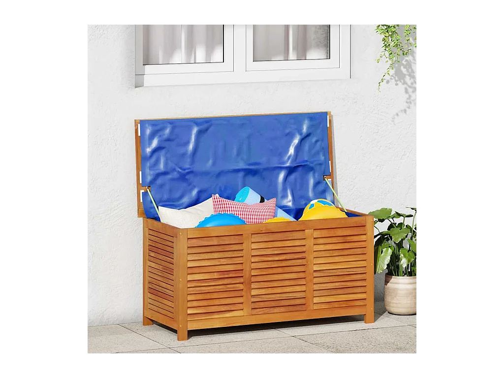 Boîte de rangement de jardin persiennes 113x50x56cm bois acacia