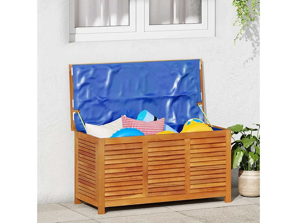 Boîte de rangement de jardin persiennes 113x50x56cm bois acacia