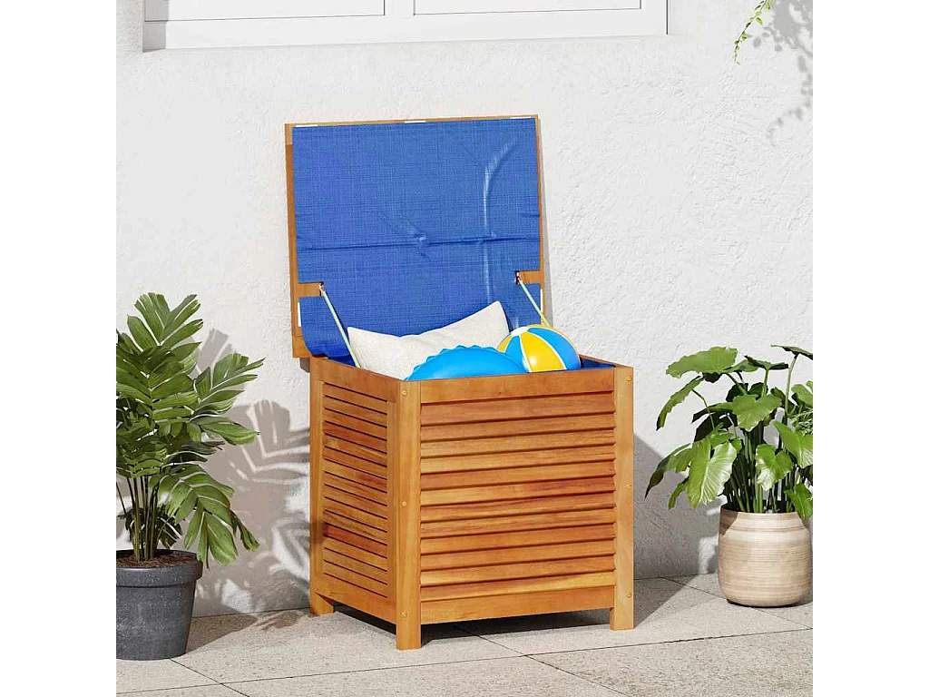 Boîte de rangement de jardin persiennes 60x50x56cm bois acacia
