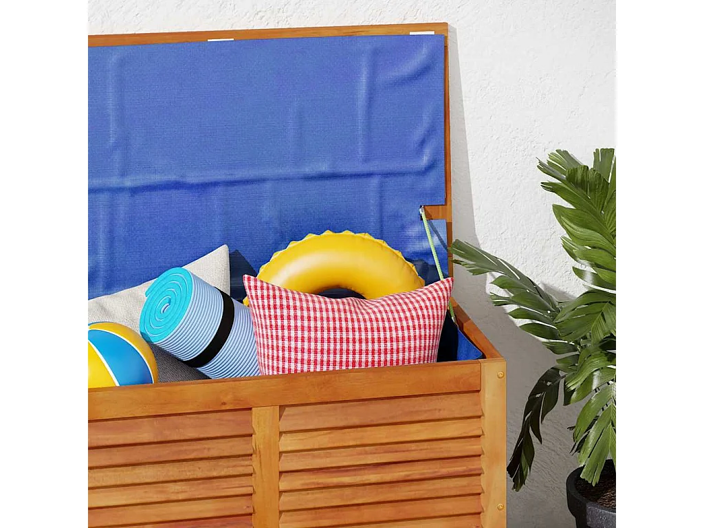 Boîte de rangement de jardin persiennes 90x50x56 cm bois acacia