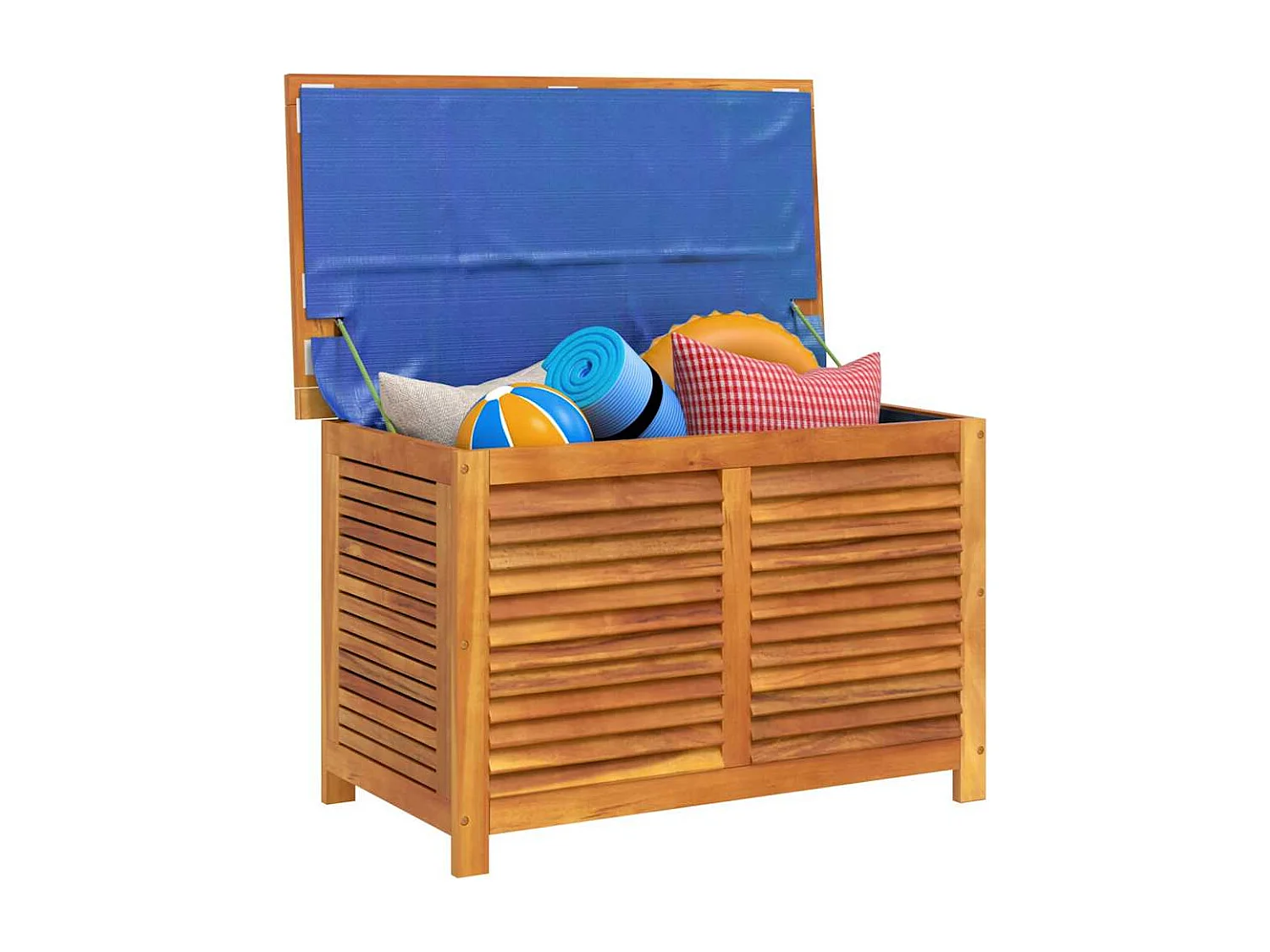 Boîte de rangement de jardin persiennes 90x50x56 cm bois acacia