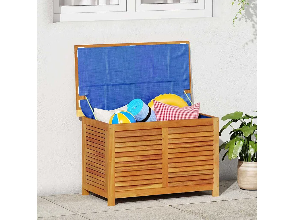 Boîte de rangement de jardin persiennes 90x50x56 cm bois acacia