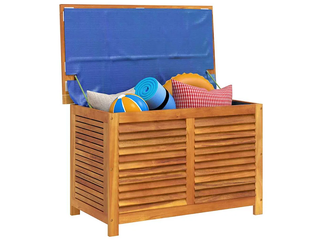 Boîte de rangement de jardin persiennes 90x50x56 cm bois acacia
