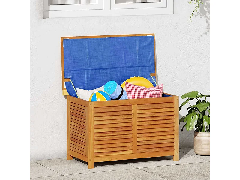 Boîte de rangement de jardin persiennes 90x50x56 cm bois acacia