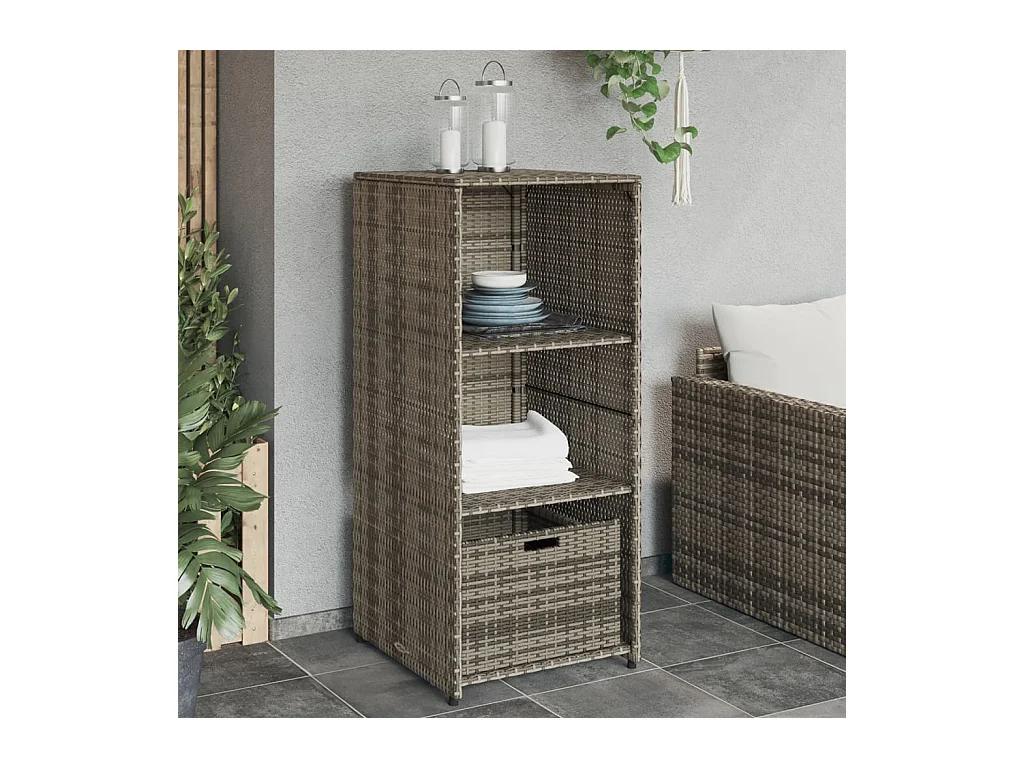 Armoire de rangement de jardin gris 50x55x115 cm résine tressée
