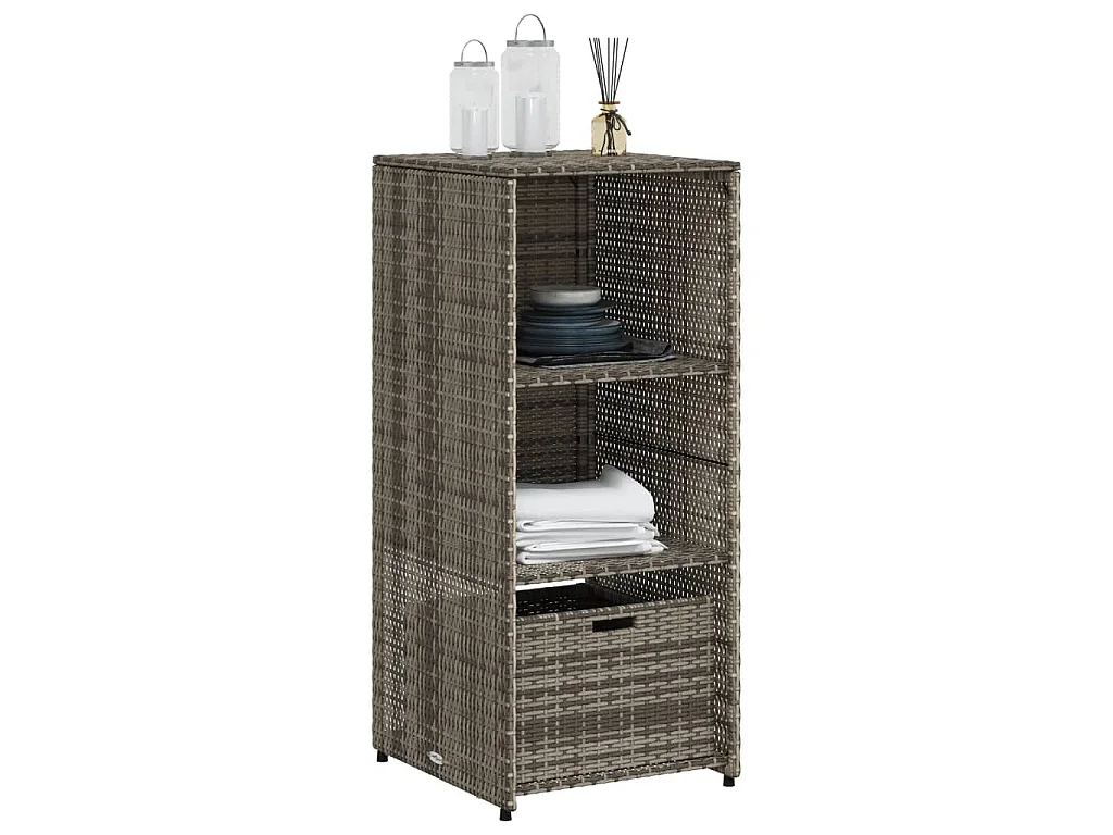 Armoire de rangement de jardin gris 50x55x115 cm résine tressée