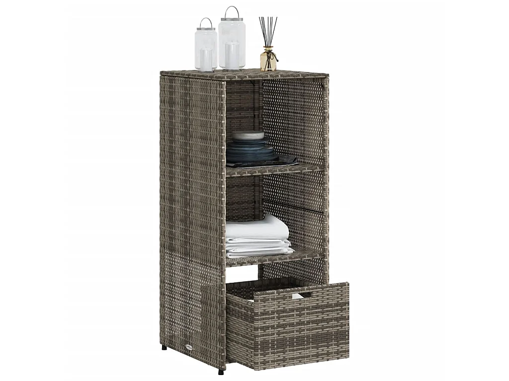 Armoire de rangement de jardin gris 50x55x115 cm résine tressée