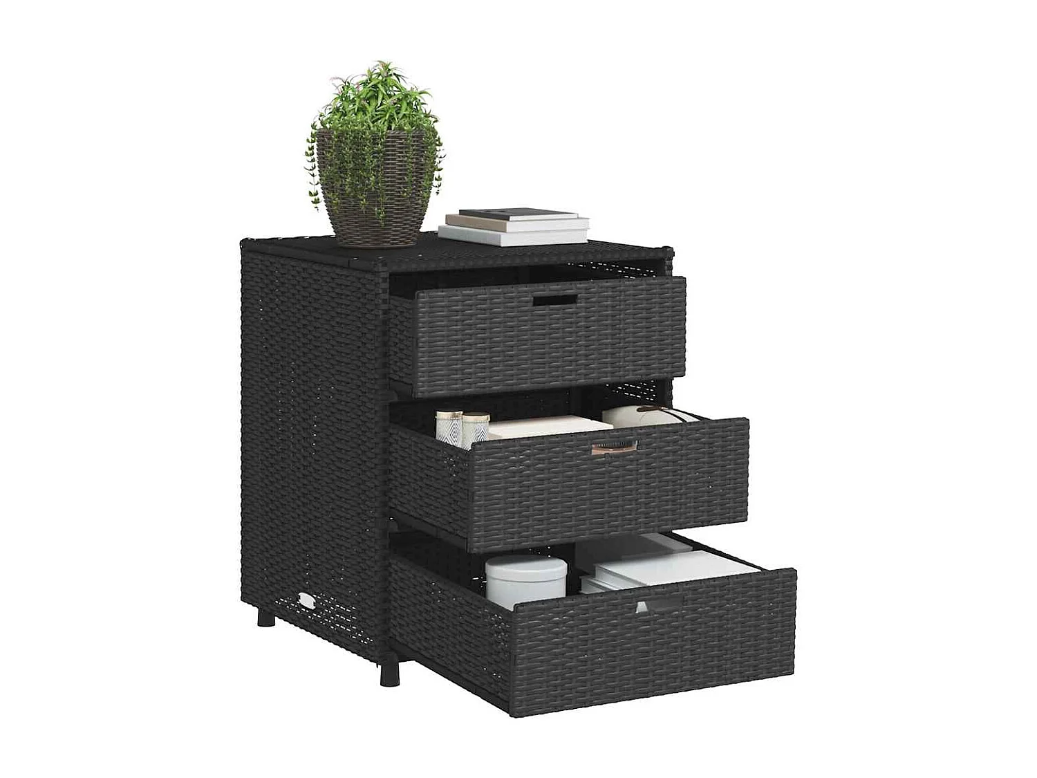 Armadietto Portaoggetti da Giardino Nero 55x59x69cm Polyrattan