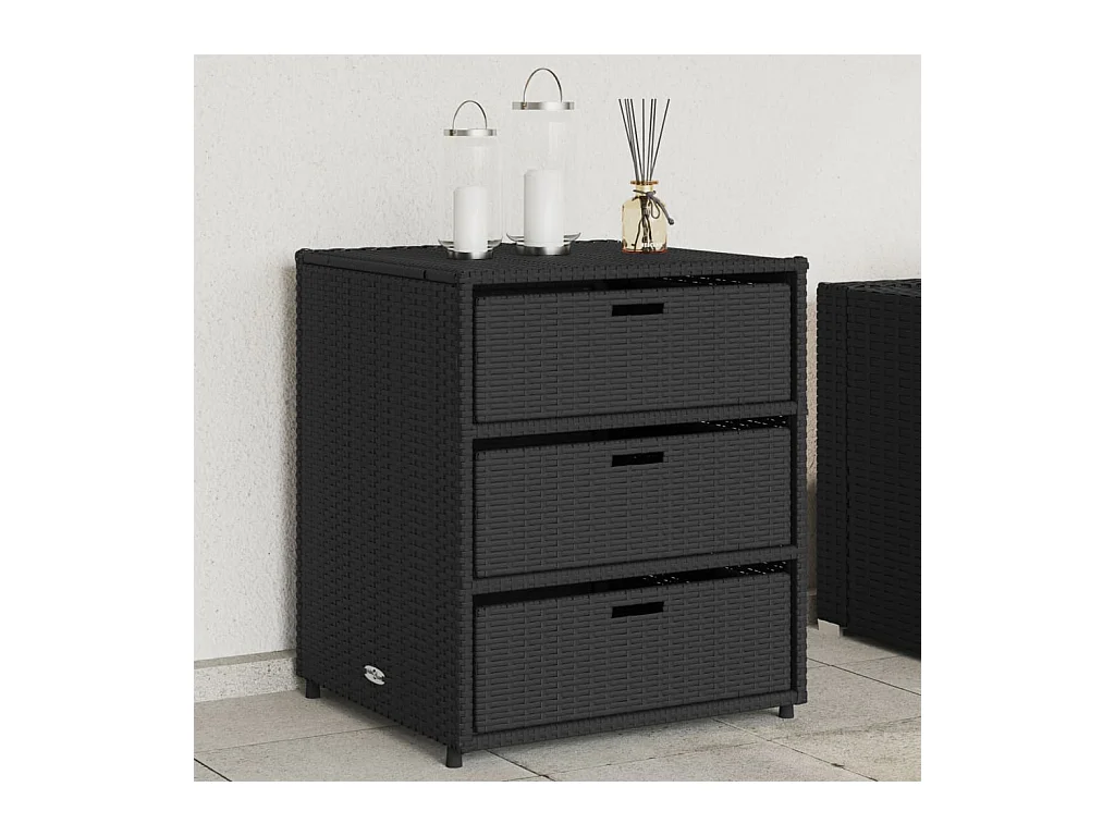 Armoire de rangement de jardin noir 55x59x69 cm résine tressée