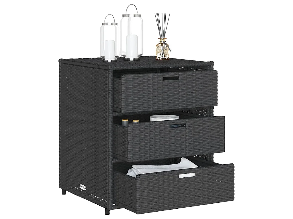 Armário de arrumação p/ jardim 55x59x69 cm vime PE preto