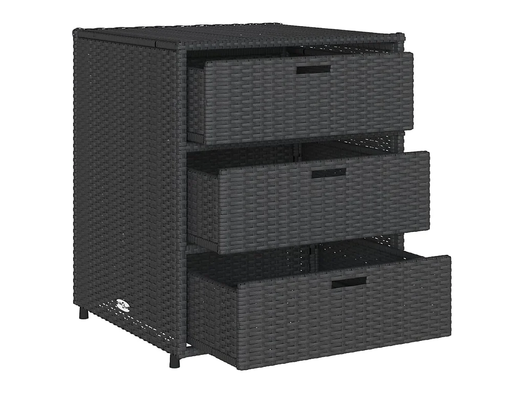 Armário de arrumação p/ jardim 55x59x69 cm vime PE preto