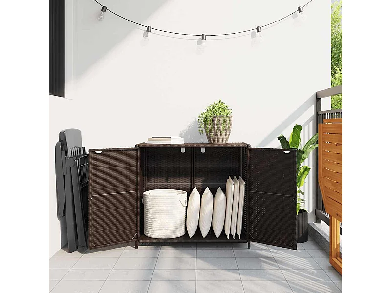 Gartenschrank Braun 83x45x76 cm Poly Rattan