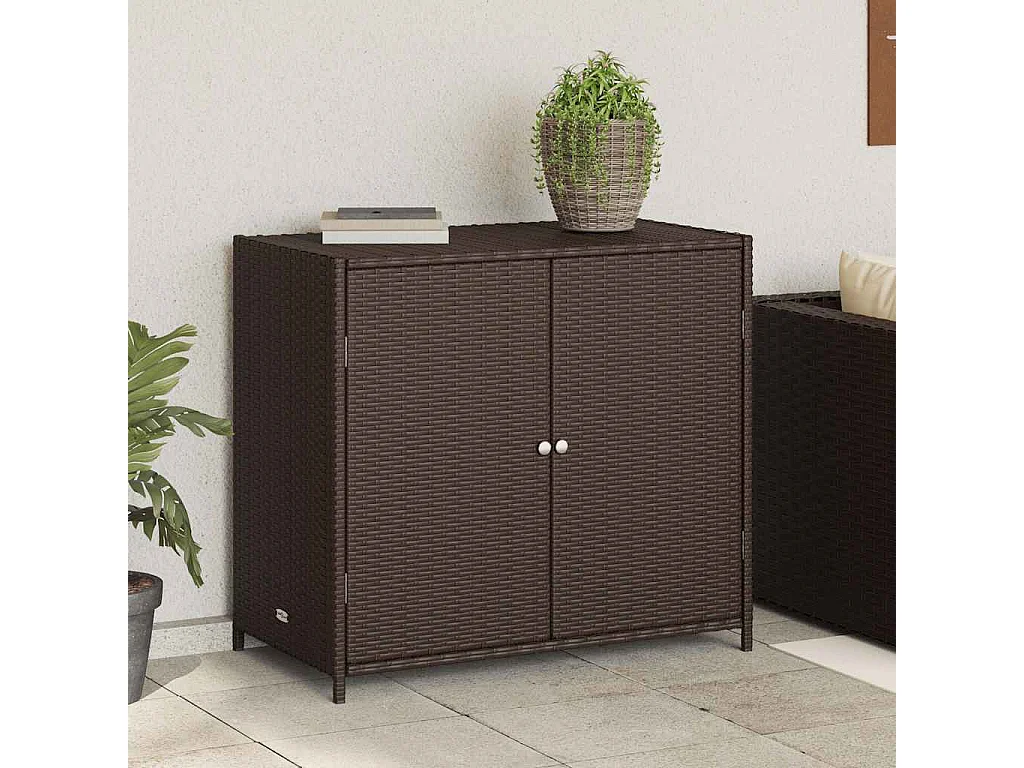 Armoire de rangement de jardin marron 83x45x76cm résine tressée
