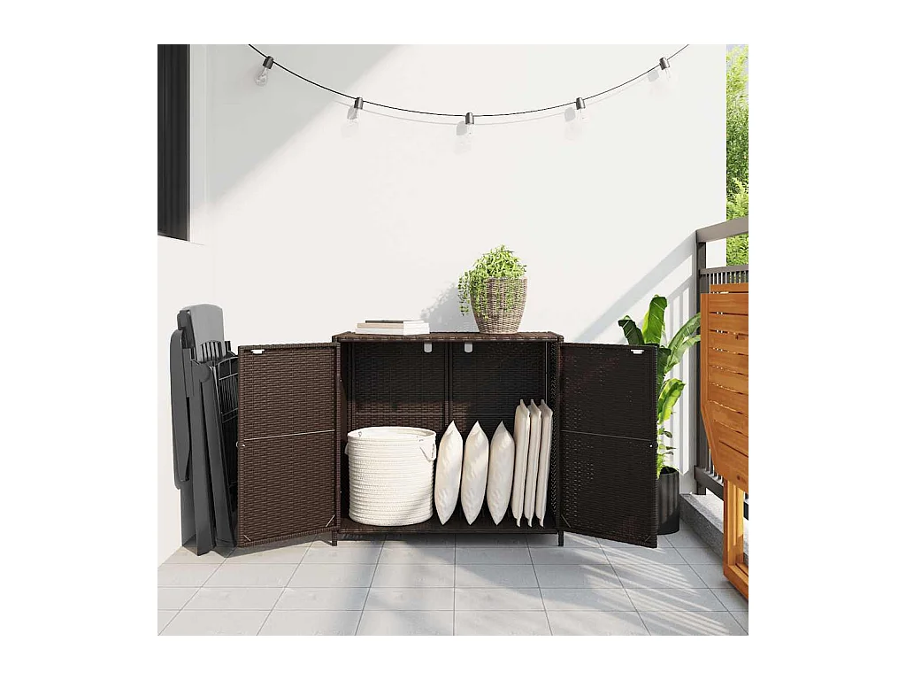 Armoire de rangement de jardin marron 83x45x76cm résine tressée