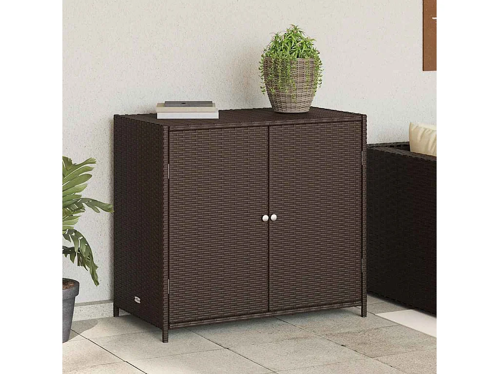 Gartenschrank Braun 83x45x76 cm Poly Rattan