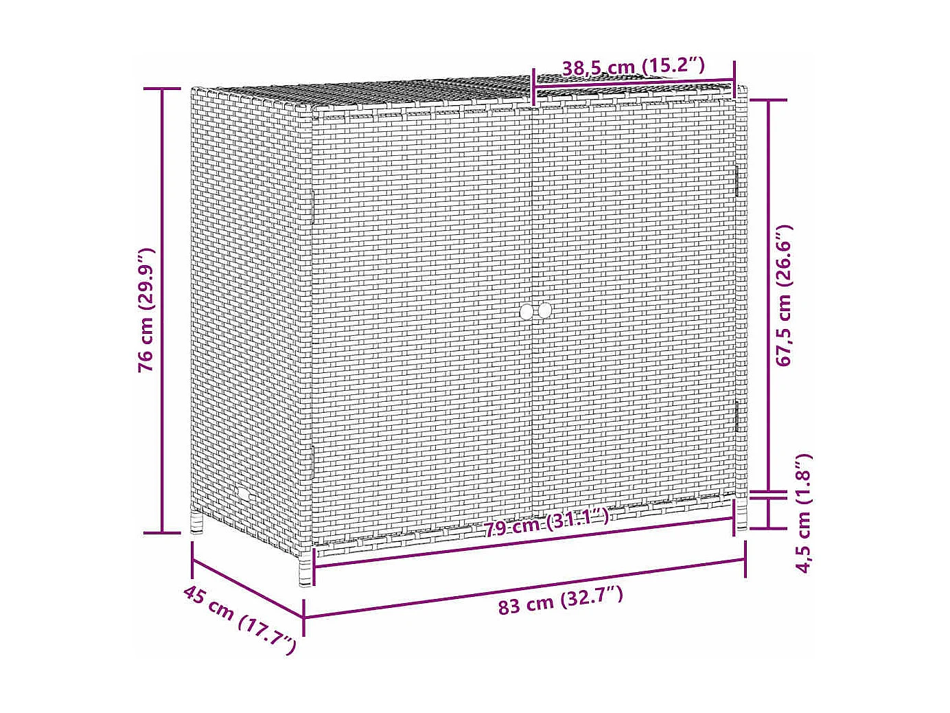 Gartenschrank Braun 83x45x76 cm Poly Rattan