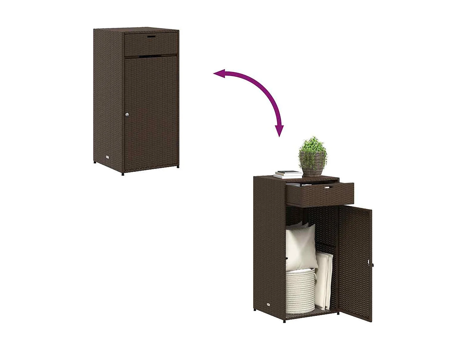 Gartenschrank Braun 55x55x111 cm Poly Rattan