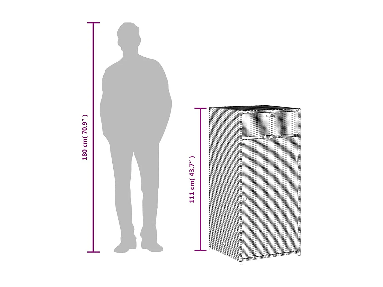 Armoire de rangement jardin marron 55x55x111 cm résine tressée