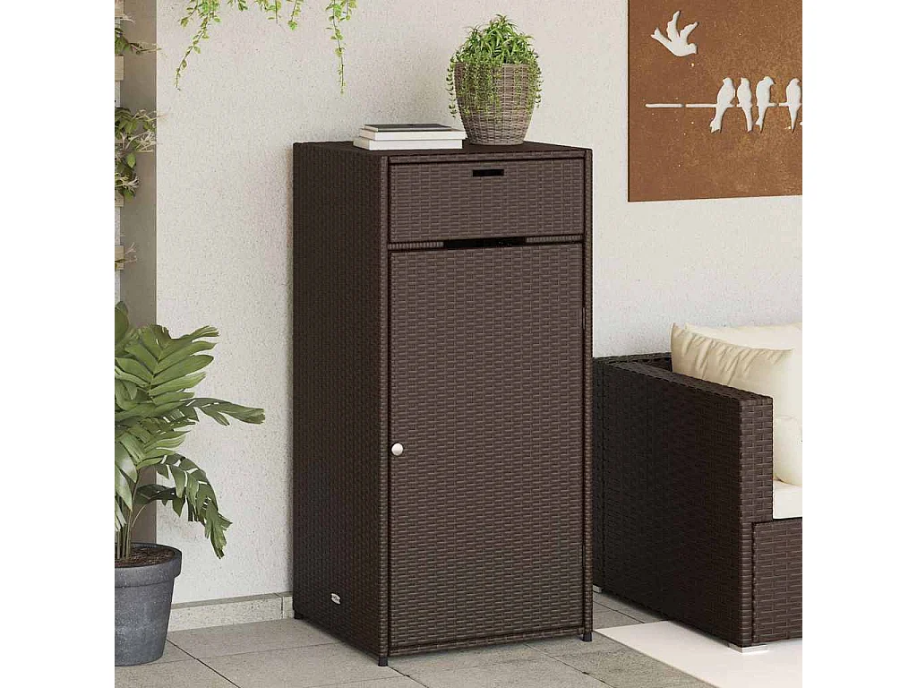 Armário de arrumação para jardim 55x55x111 cm vime PE castanho