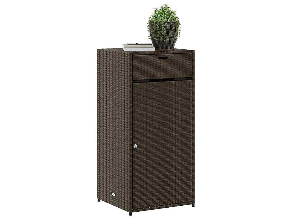Armário de arrumação para jardim 55x55x111 cm vime PE castanho
