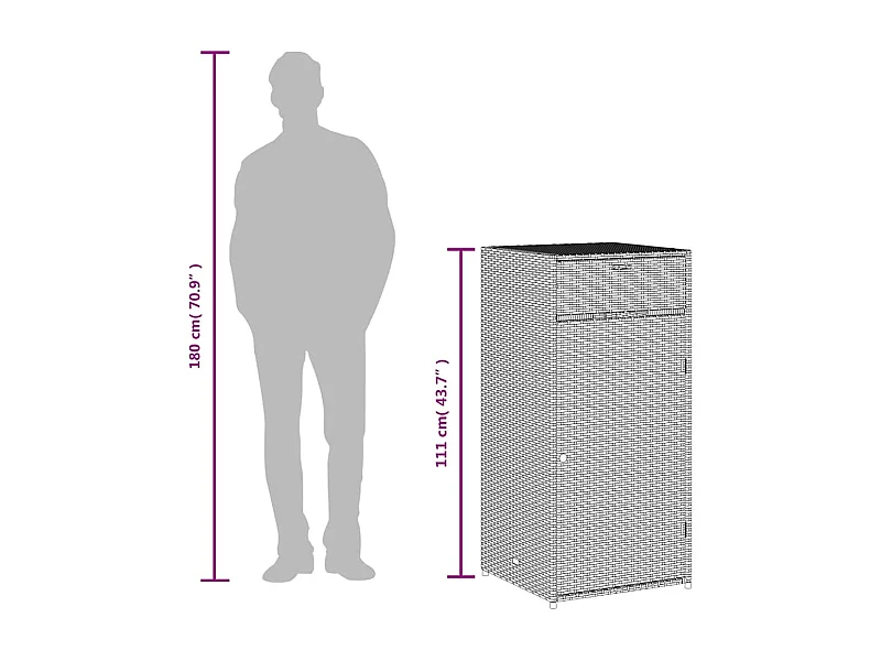 Armoire de rangement jardin marron 55x55x111 cm résine tressée