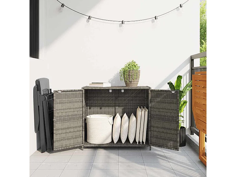 Armoire de rangement de jardin gris 83x45x76 cm résine tressée