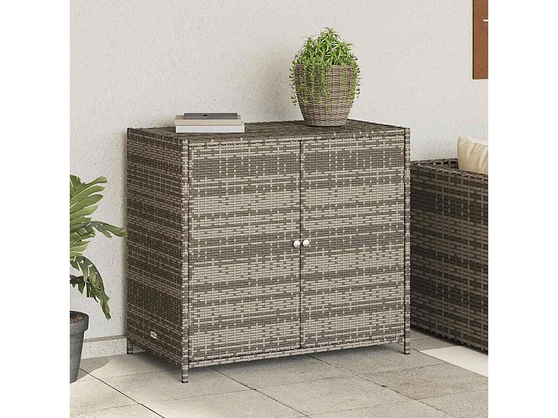 Gartenschrank Grau 83x45x76 cm Poly Rattan