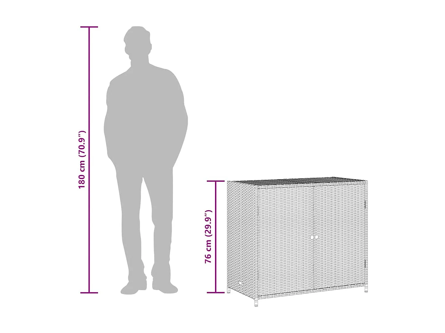 Tuinkast 83x45x76 cm poly rattan grijs