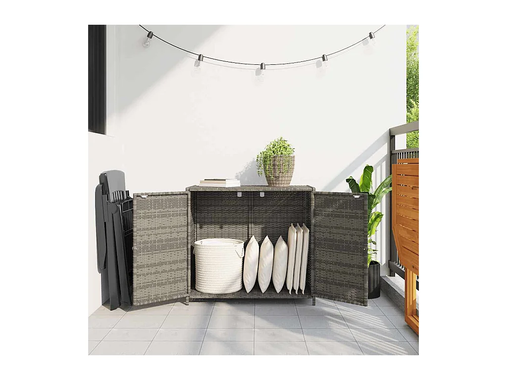 Armoire de rangement de jardin gris 83x45x76 cm résine tressée