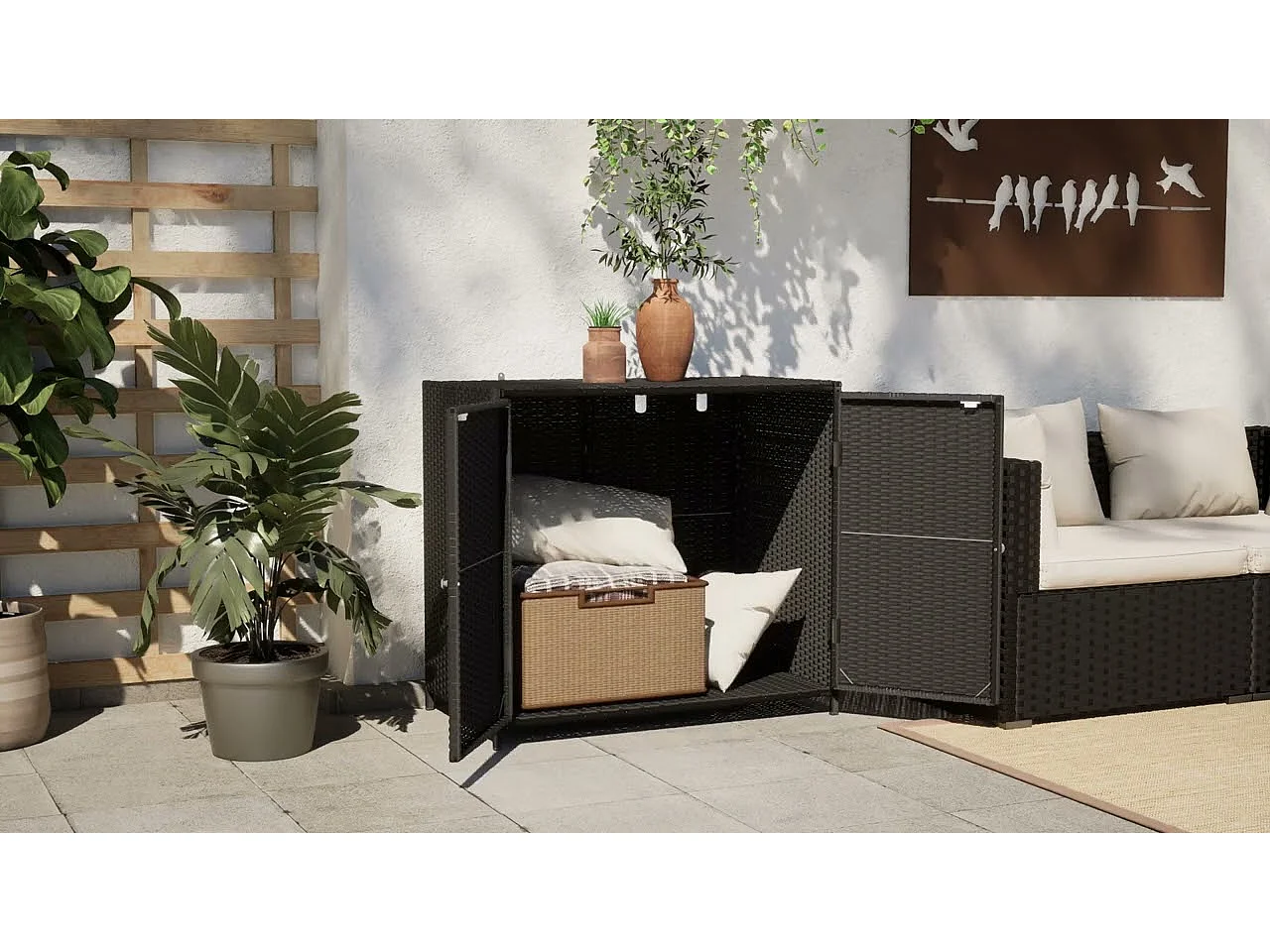 Gartenschrank Grau 83x45x76 cm Poly Rattan