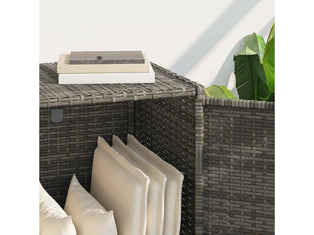 Armário de arrumação p/ jardim 83x45x76 cm vime PE cinzento