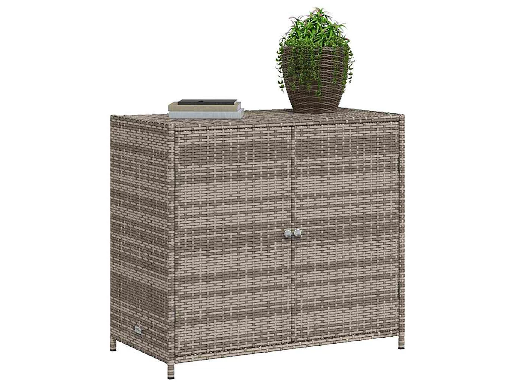 Armário de arrumação p/ jardim 83x45x76 cm vime PE cinzento
