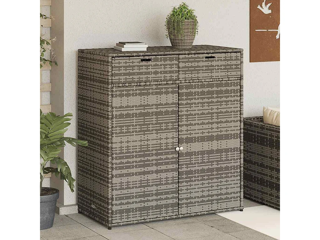 Gartenschrank Grau 105x55x113 cm Poly Rattan