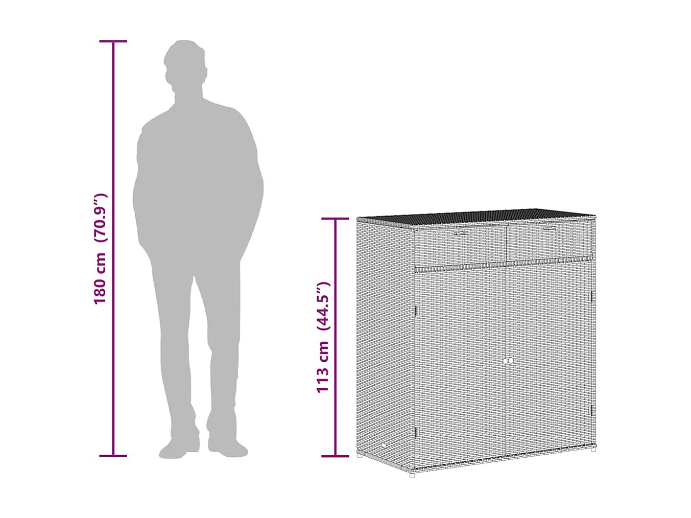 Gartenschrank Grau 105x55x113 cm Poly Rattan