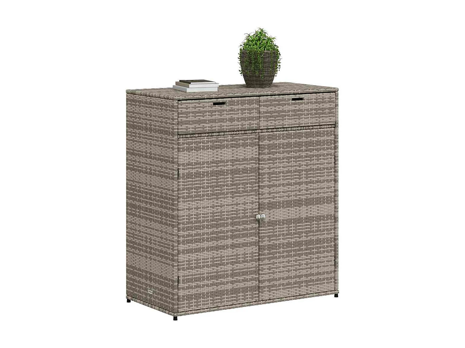 Gartenschrank Grau 105x55x113 cm Poly Rattan