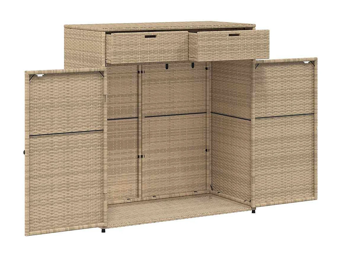 Gartenschrank Grau 105x55x113 cm Poly Rattan