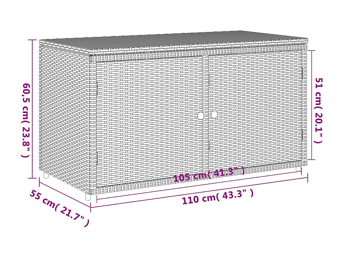 Armadietto Portaoggetti Giardino Nero 110x55x60,5cm Polyrattan