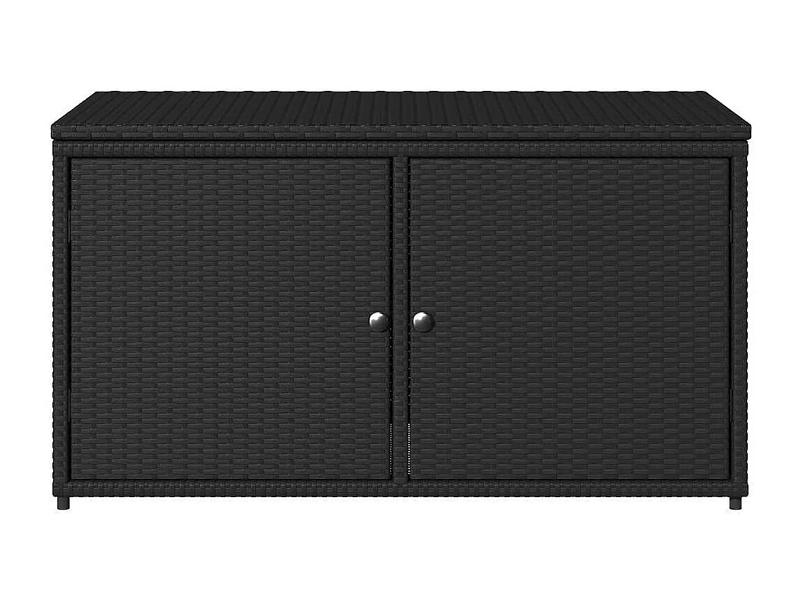 Armadietto Portaoggetti Giardino Nero 110x55x60,5cm Polyrattan