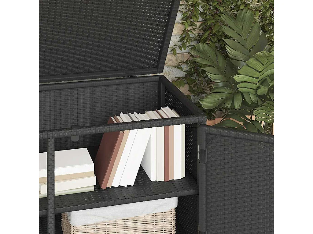 Armoire de rangement jardin noir 110x55x60,5 cm résine tressée
