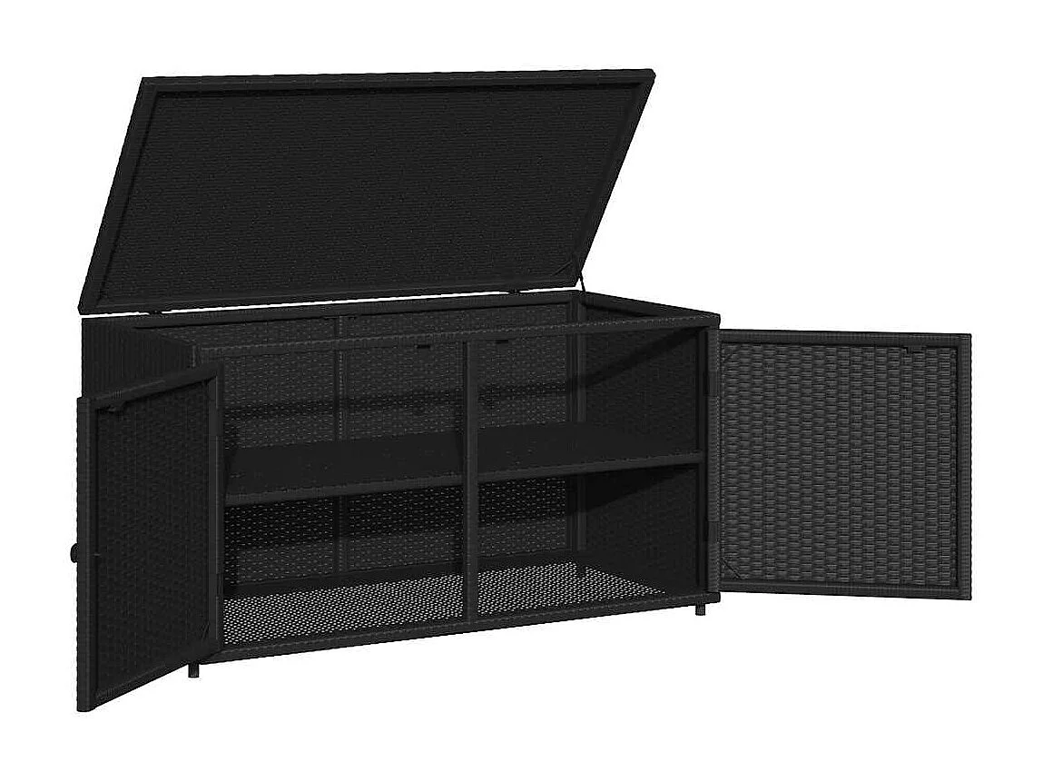 Armoire de rangement jardin noir 110x55x60,5 cm résine tressée