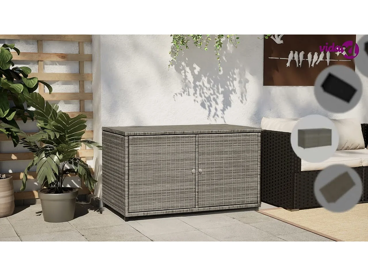 Gartenschrank Schwarz 110x55x60,5 cm Poly Rattan